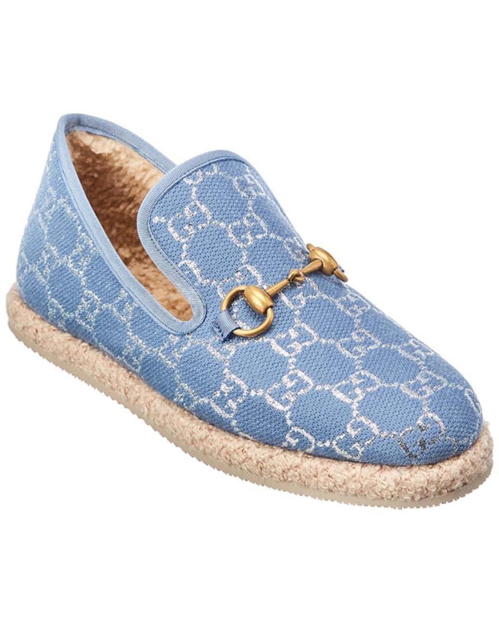 Horsebit Gg Canvas Loafer In Blue Product Image