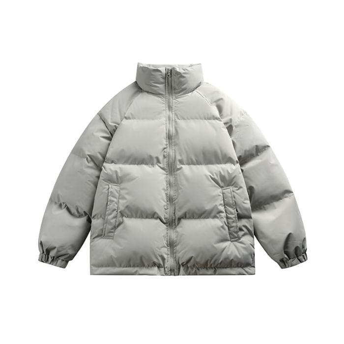 Stand Collar Plain Puffer Jacket Product Image