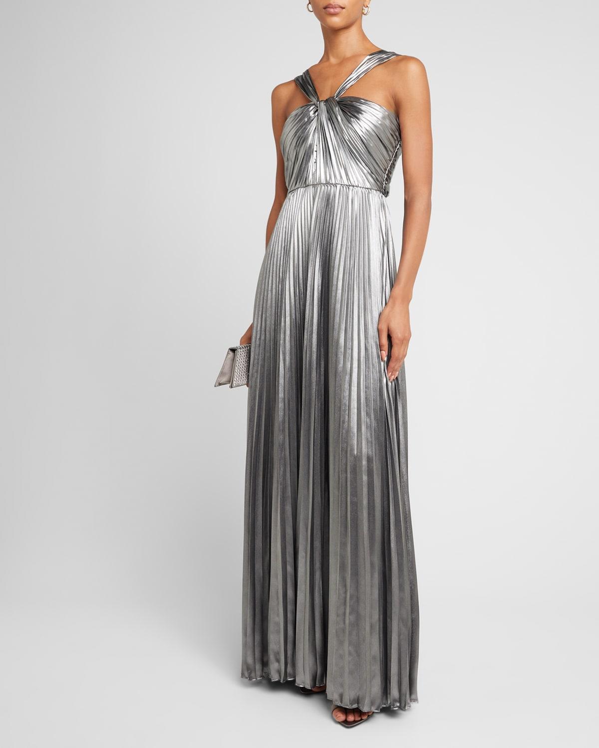 Womens Zoey Pliss Lam Twist-Front Gown Product Image