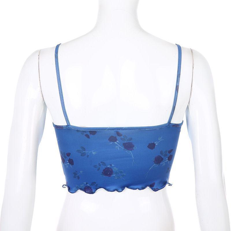 Lace Trim Floral Cropped Camisole Top Product Image