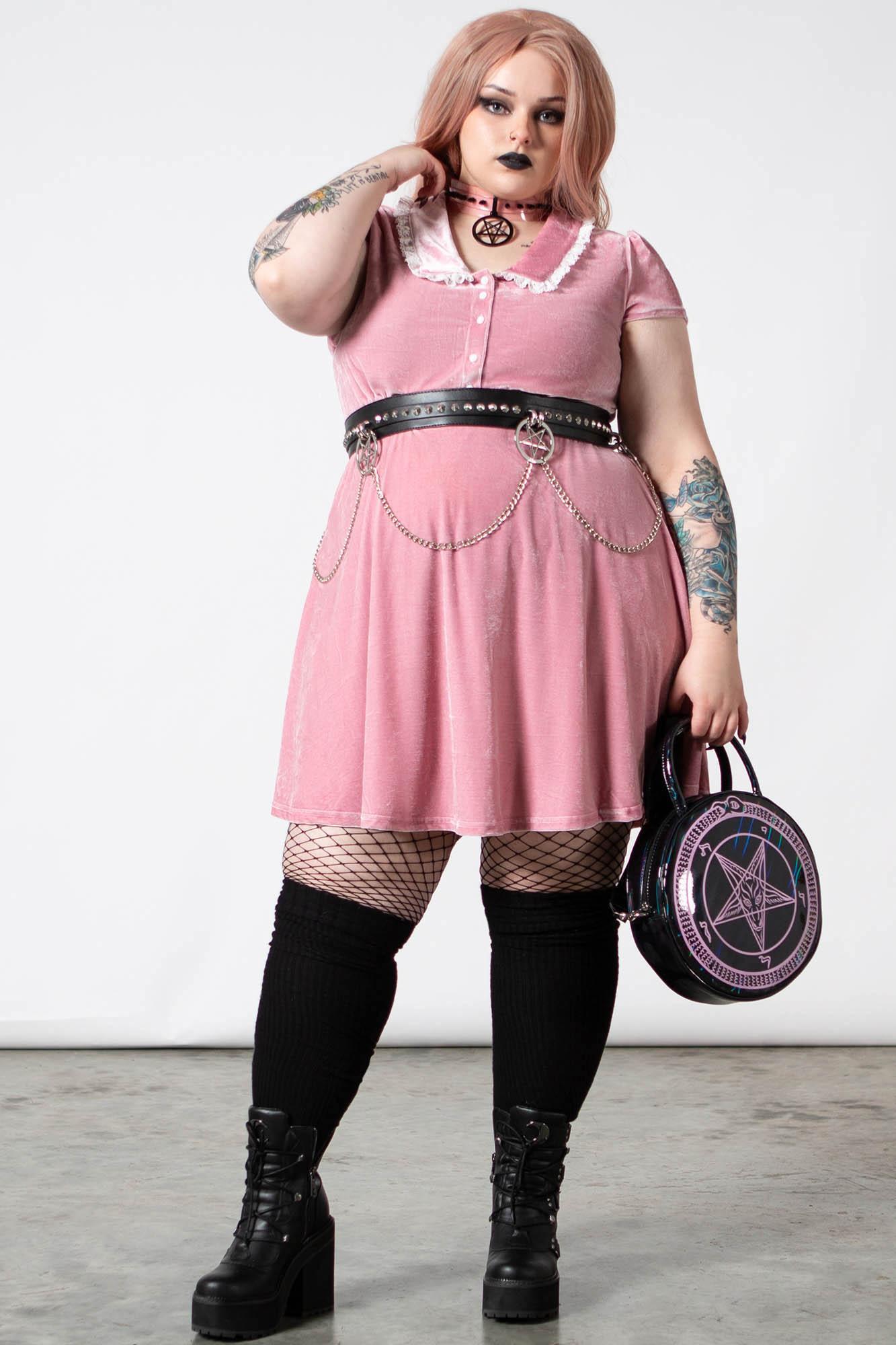 Every Mourning Collar Dress [PASTEL PINK] [PLUS] Female Product Image