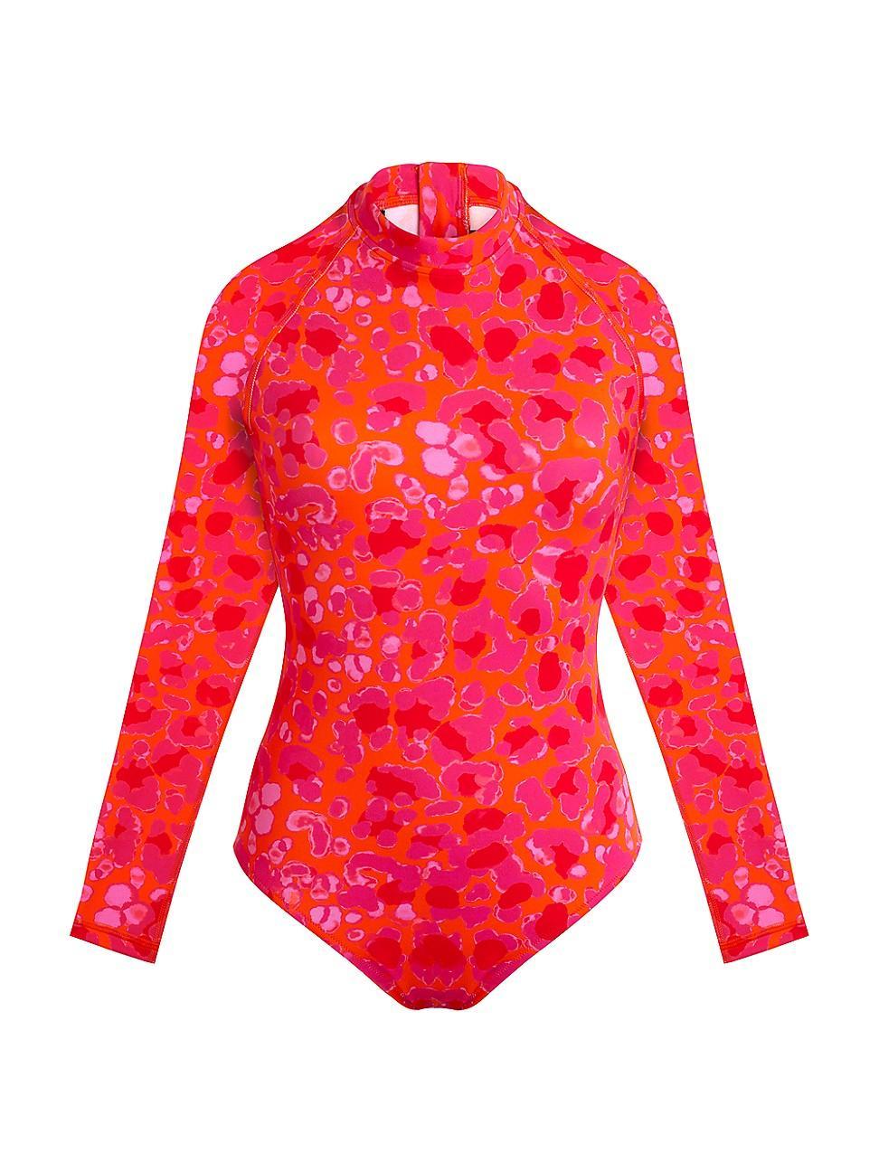 Womens New Leopard Neoprene Rashguard Bodysuit Product Image