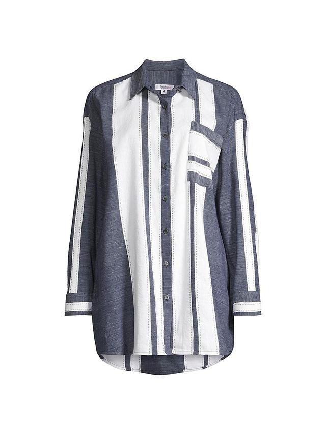 Mariam Striped Button-Front Shirt Product Image