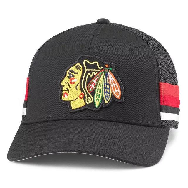 Mens American Needle Chicago hawks HotFoot Stripes Trucker Adjustable Hat Product Image