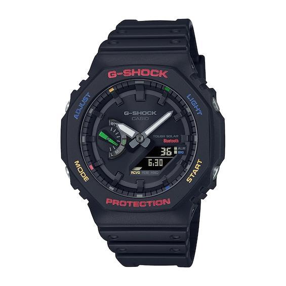 Men's Casio G-Shock Solar Powered Black Resin Strap Watch with Multi-Color Accents (Model: Gab2100Fc-1A) Product Image