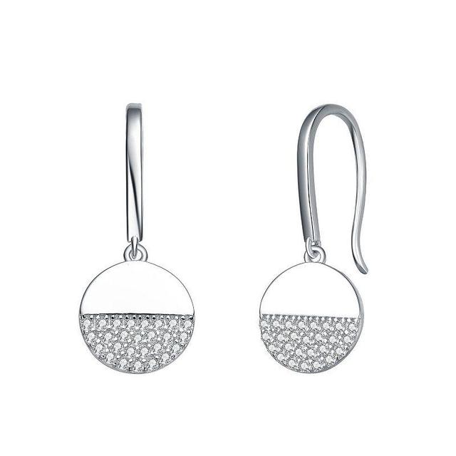 Sterling Silver Cubic Zirconia Disc Earrings, Womens Product Image