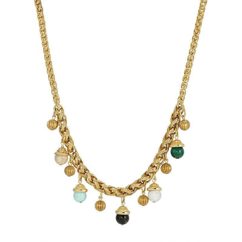 1928 Gold Tone Genuine Stone Drop Necklace, Womens, Multi Product Image