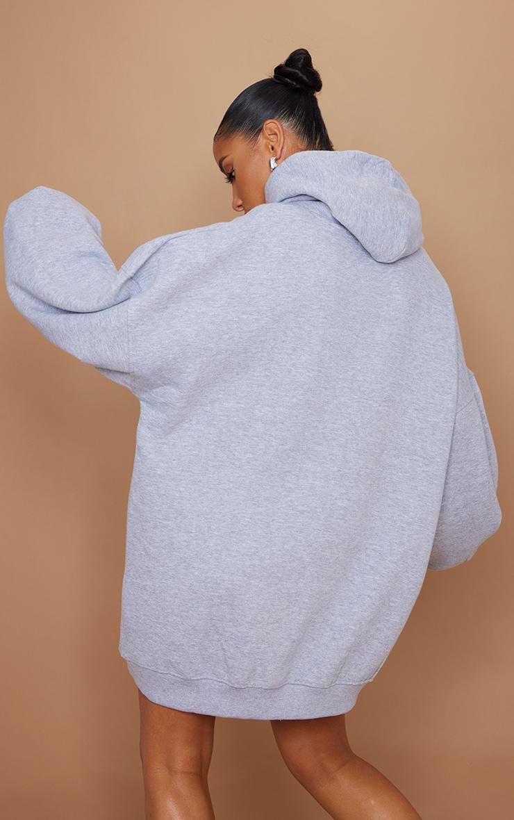 Grey Marl Oversized Hooded Sweatshirt Dress Product Image