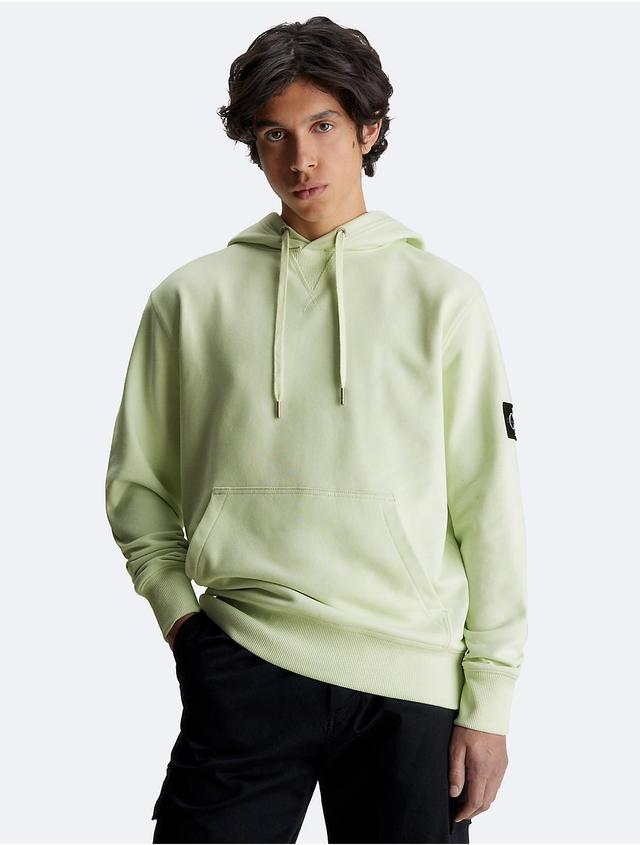 Calvin Klein Mens Monogram Logo Badge Drawstring Hoodie - Green - XL Product Image