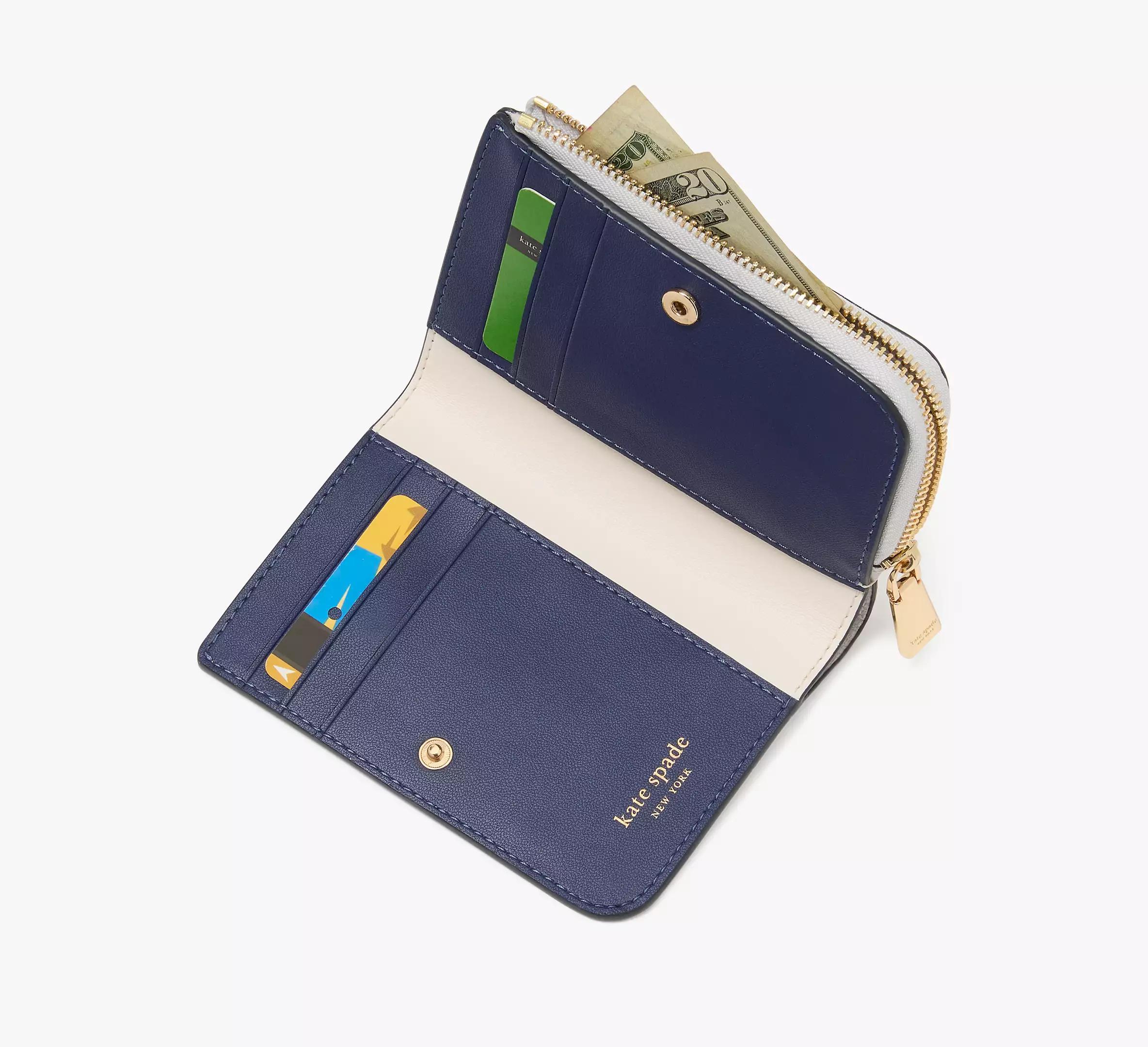 Ava Colorblocked Pebbled Leather Zip Bifold Wallet Product Image