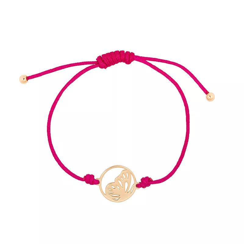 Emberly Gold Tone Crystal Animal Cutout Medallion Adjustable Bracelet, Womens, Pink Product Image