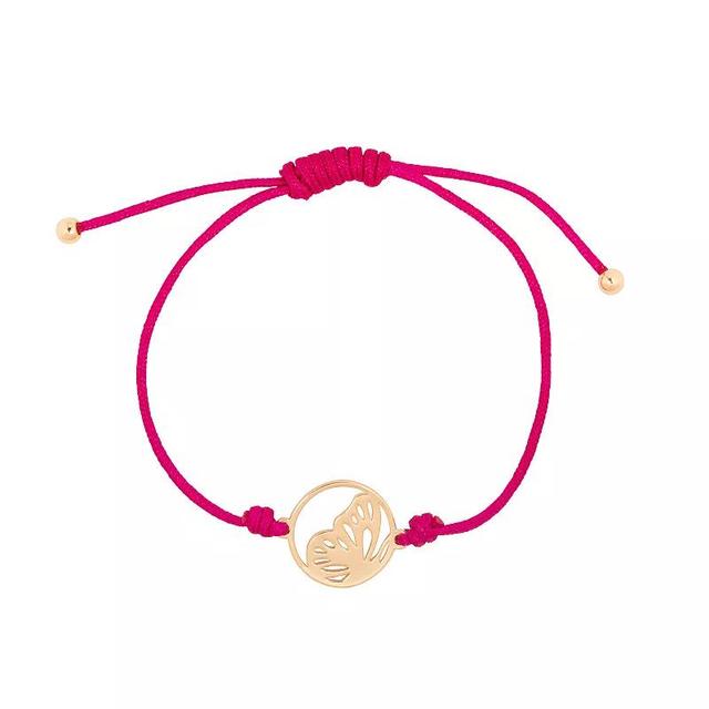 Emberly Gold Tone Crystal Animal Cutout Medallion Adjustable Bracelet, Womens, Pink Product Image