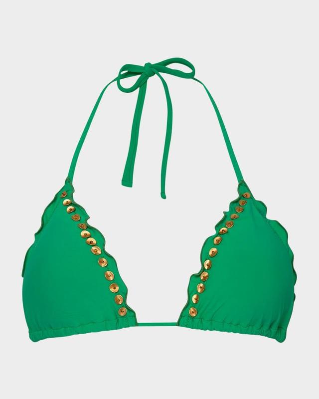 Embroidered Lettuce Edge Triangle Bikini Top Product Image