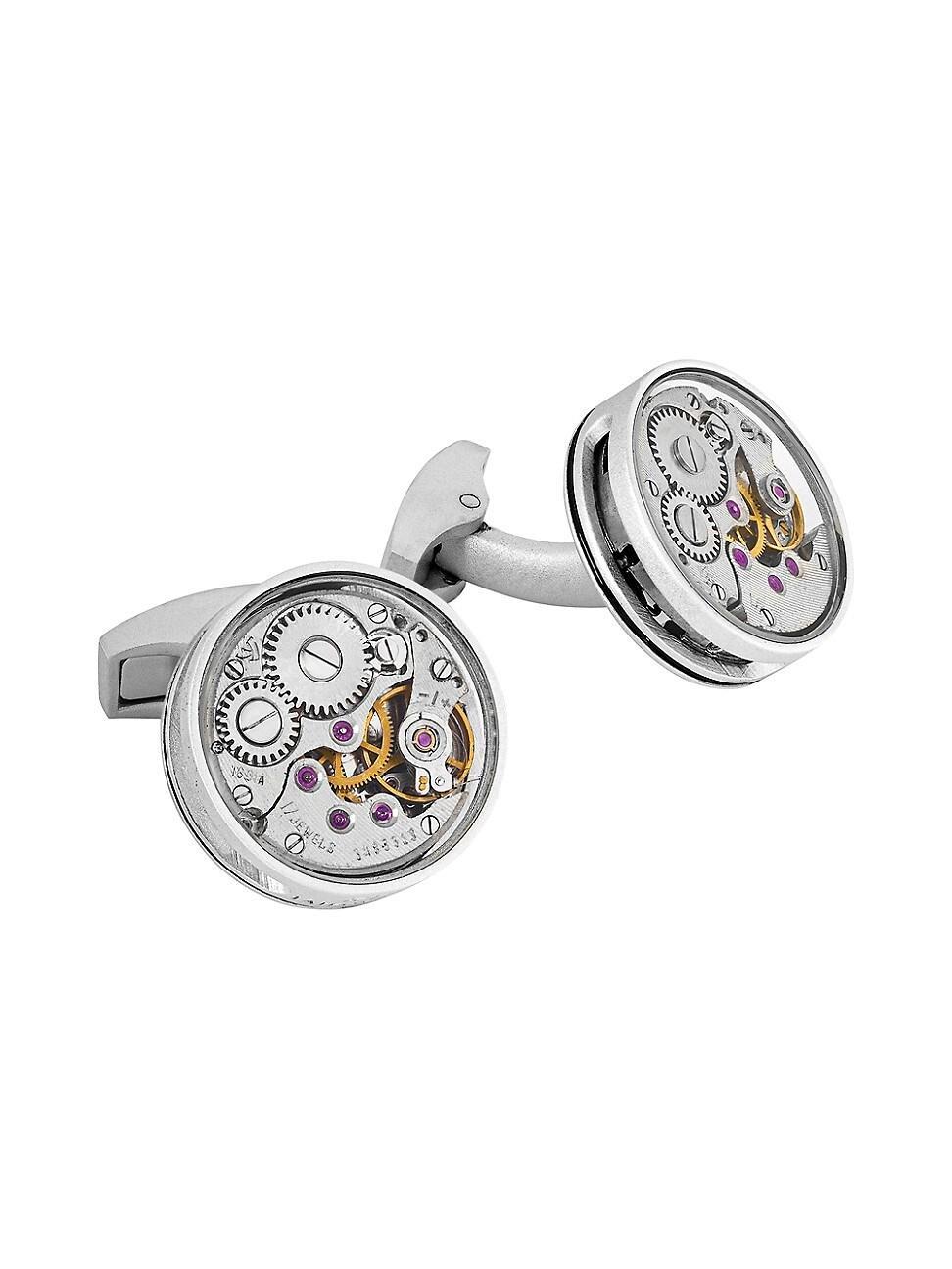 Mens Slim Skeleton Round Gear Cufflinks Product Image