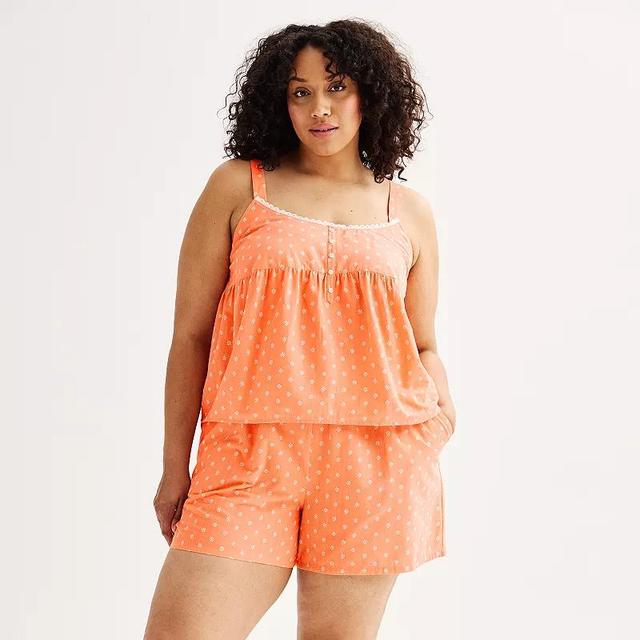 Plus Size Sonoma Goods For Life Poplin Pajama Top & Pajama Shorts Set, Womens Product Image