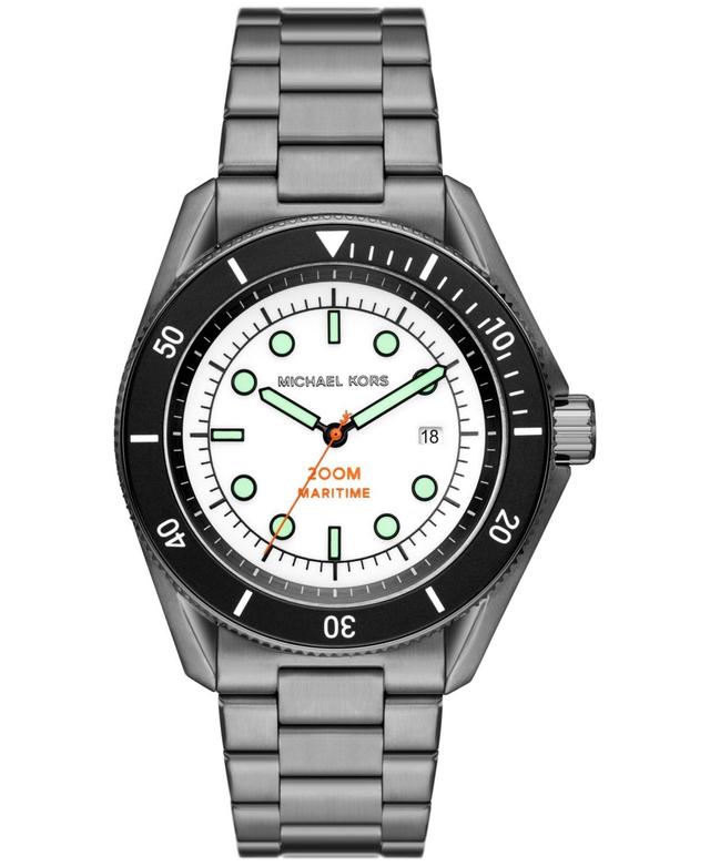 Michael Kors Mens Maritime Three-Hand Date Gunmetal Tone Stainless Steel Bracelet Watch Product Image