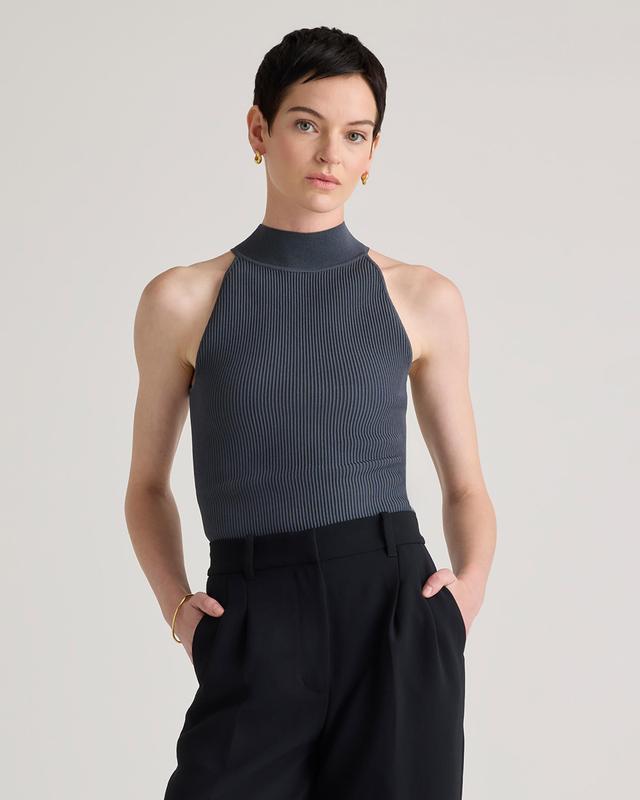 Cropped High Neck Ribbed Knit Tank Product Image