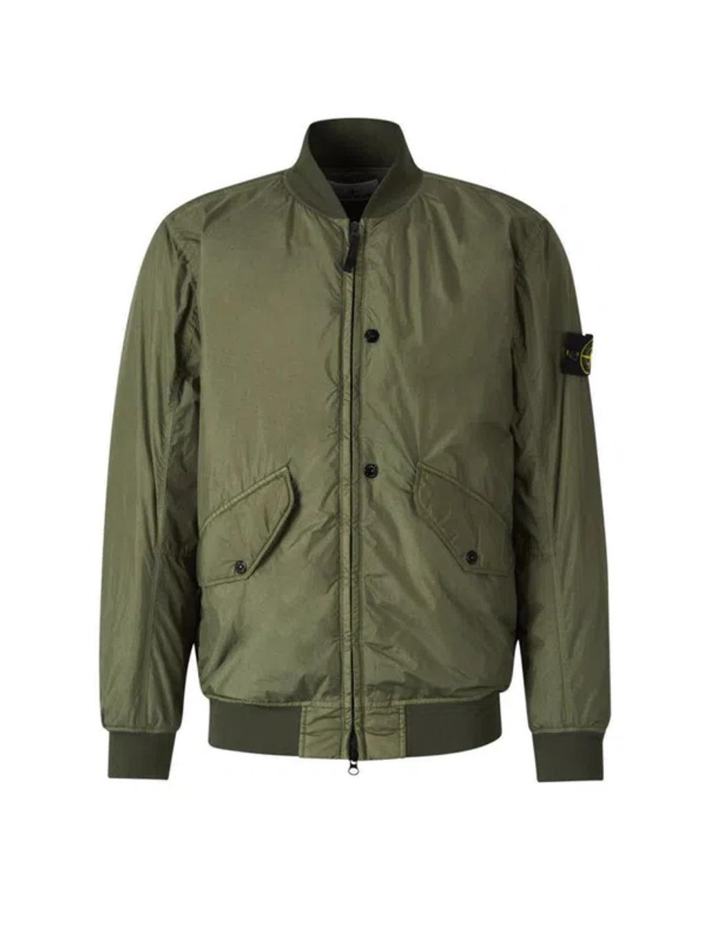 Logo Patch Bomber Jacket In Dark Green Product Image