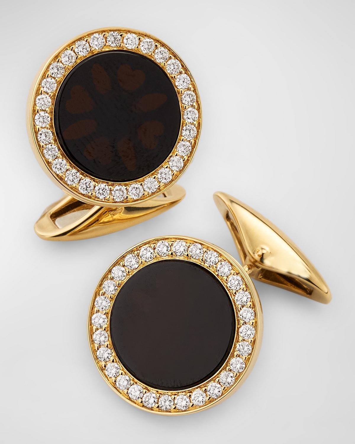 Mens 18K Gold, Diamond & Mother Of Pearl Cufflinks Product Image