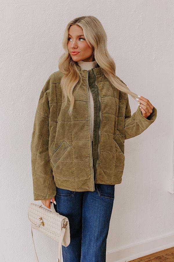 Cozy Moment Corduroy Jacket in Sage Product Image