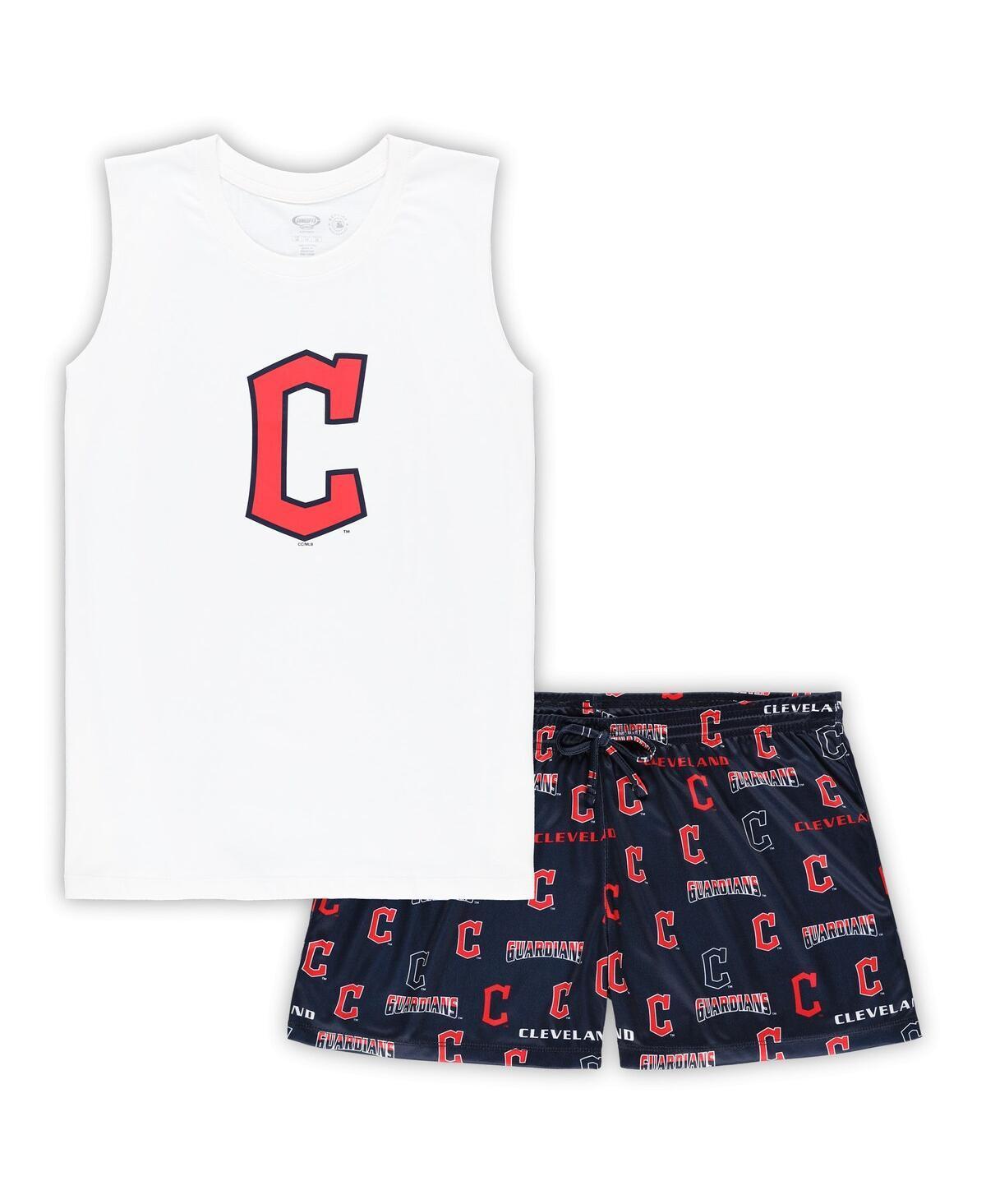 Womens Concepts Sport White/Navy Cleveland Guardians Plus Size Tank Top & Shorts Sleep Set Product Image