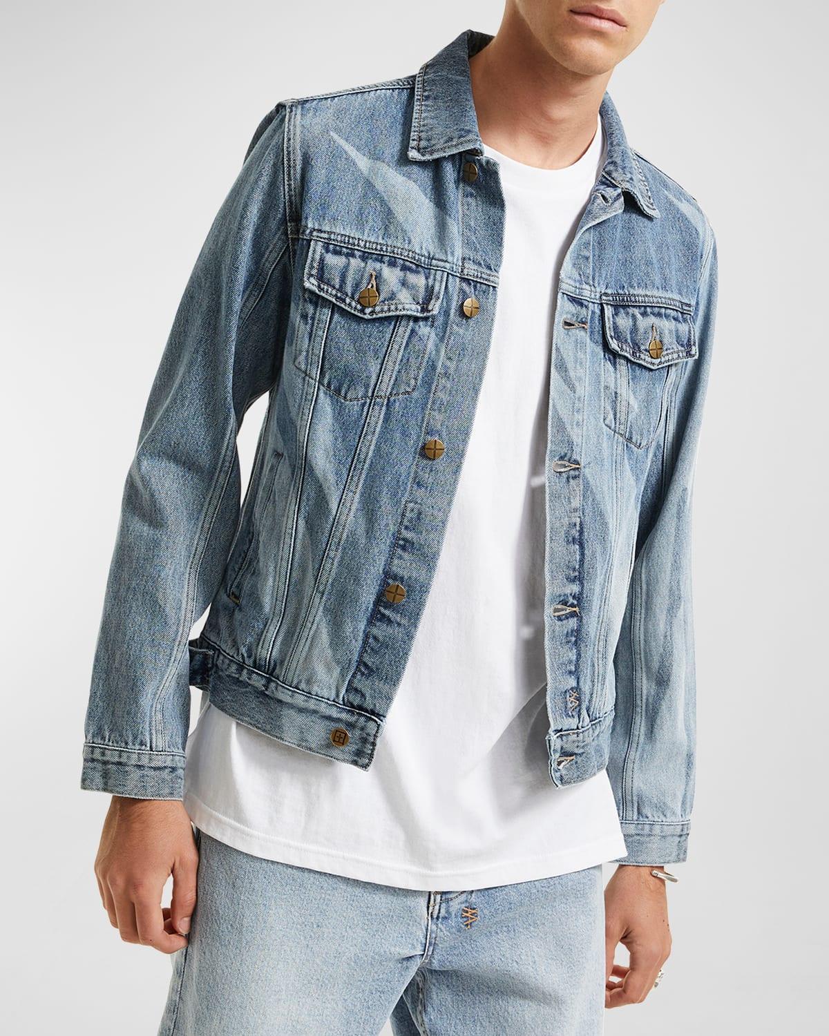 Mens Classic Retrograde Denim Trucker Jacket Product Image