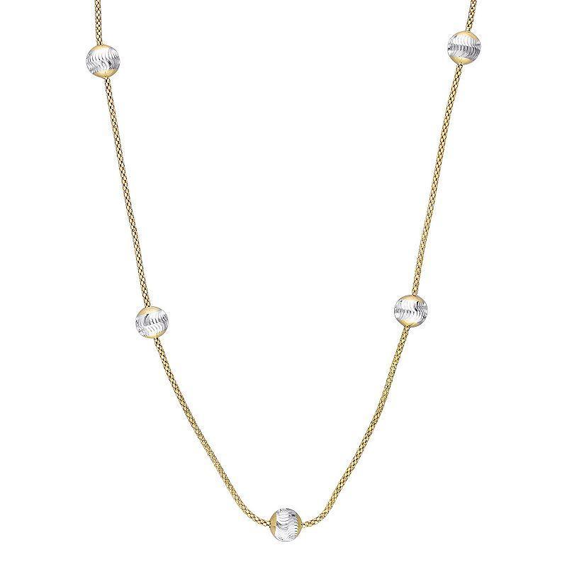 Stella Grace Sterling Silver 6 mm Ball Station Chain Necklace, Womens 18k Gold Tone Product Image