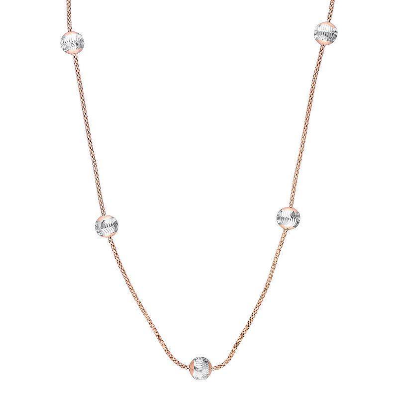 Stella Grace Sterling Silver 6 mm Ball Station Chain Necklace, Womens 18k Gold Tone Product Image