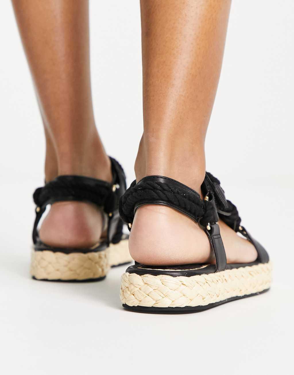 ASOS DESIGN Jagger rope espadrilles in black Product Image