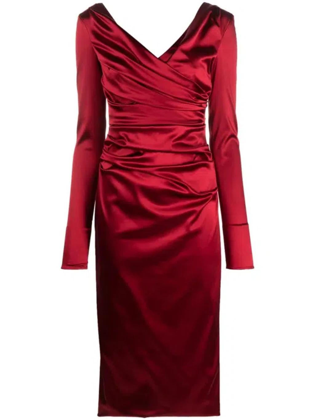 Draped Dress In Red Product Image