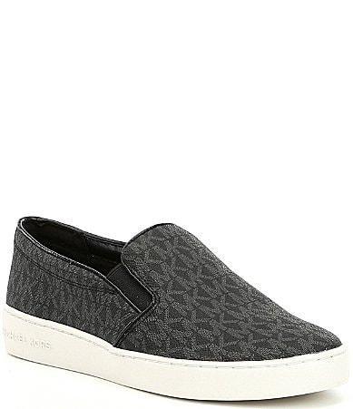 MICHAEL Michael Kors Keaton Slip-On Mini MK Logo Coated Canvas/Suprema Nappa Sport) Women's Slip on Shoes Product Image