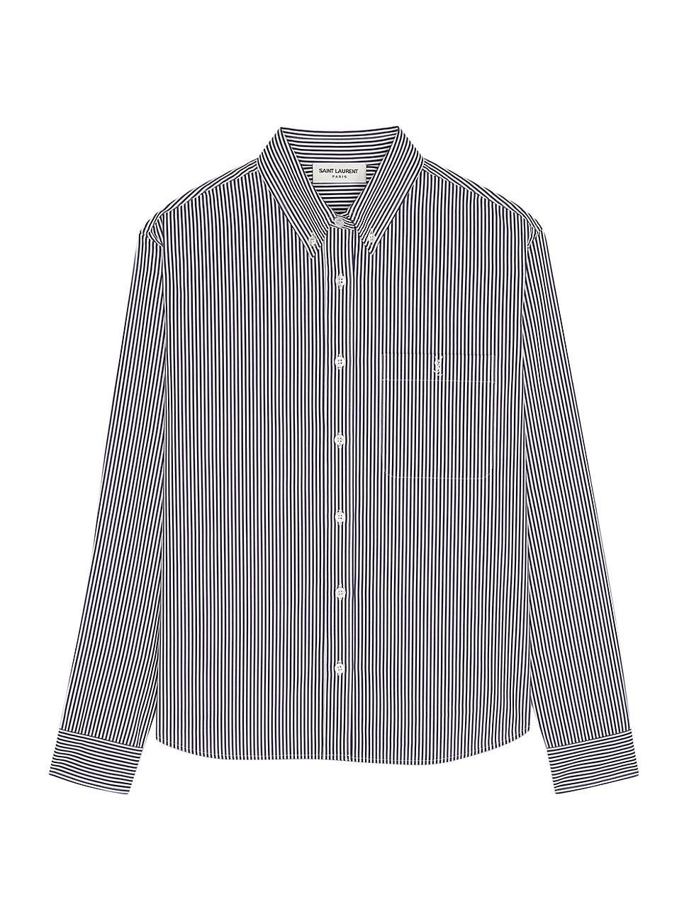 Womens Monogram Shirt in Striped Cotton Poplin Product Image