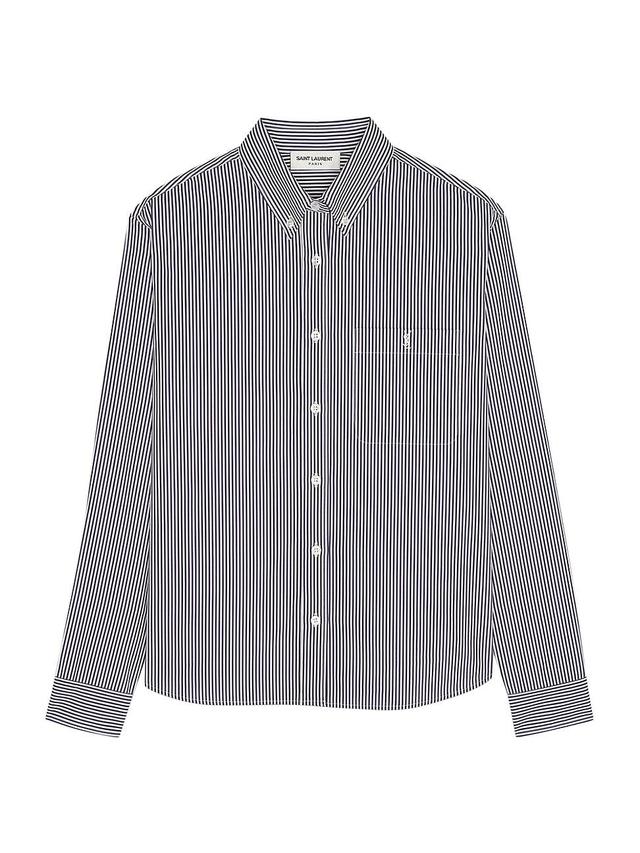 Womens Monogram Shirt in Striped Cotton Poplin Product Image