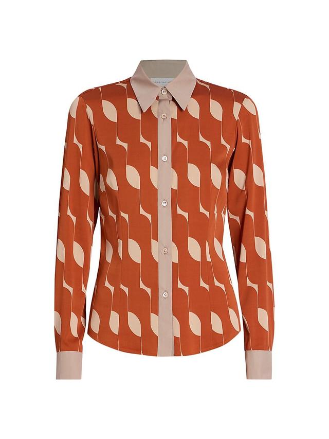 Womens Claudio Printed Silk-Blend Shirt Product Image