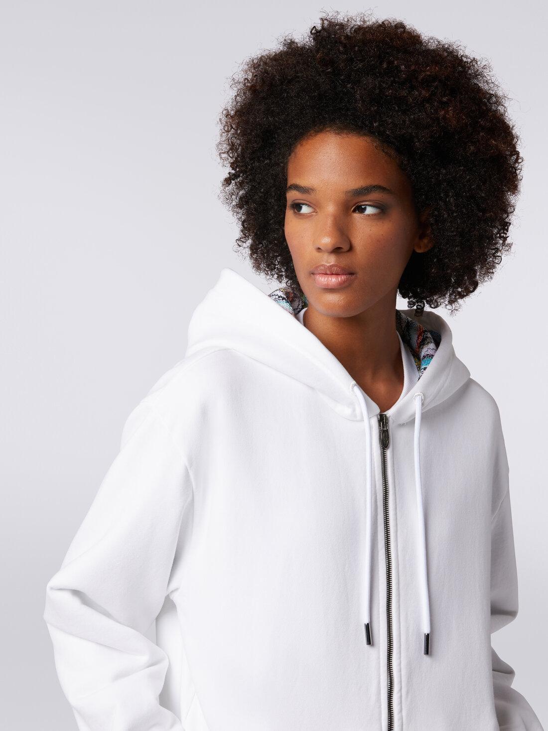 Cardigan in cotton fleece with knitted lined hood White | Missoni Product Image