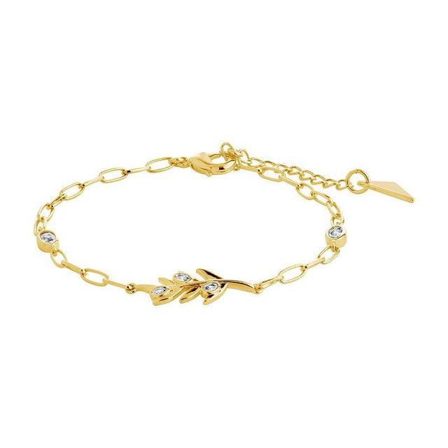 MC Collective Cubic Zirconia Leaf Bracelet, Womens, Gold Tone Product Image