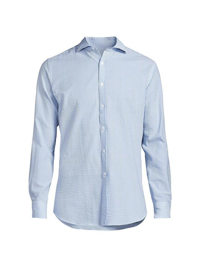 Mens Striped Seersucker Cotton Shirt Product Image