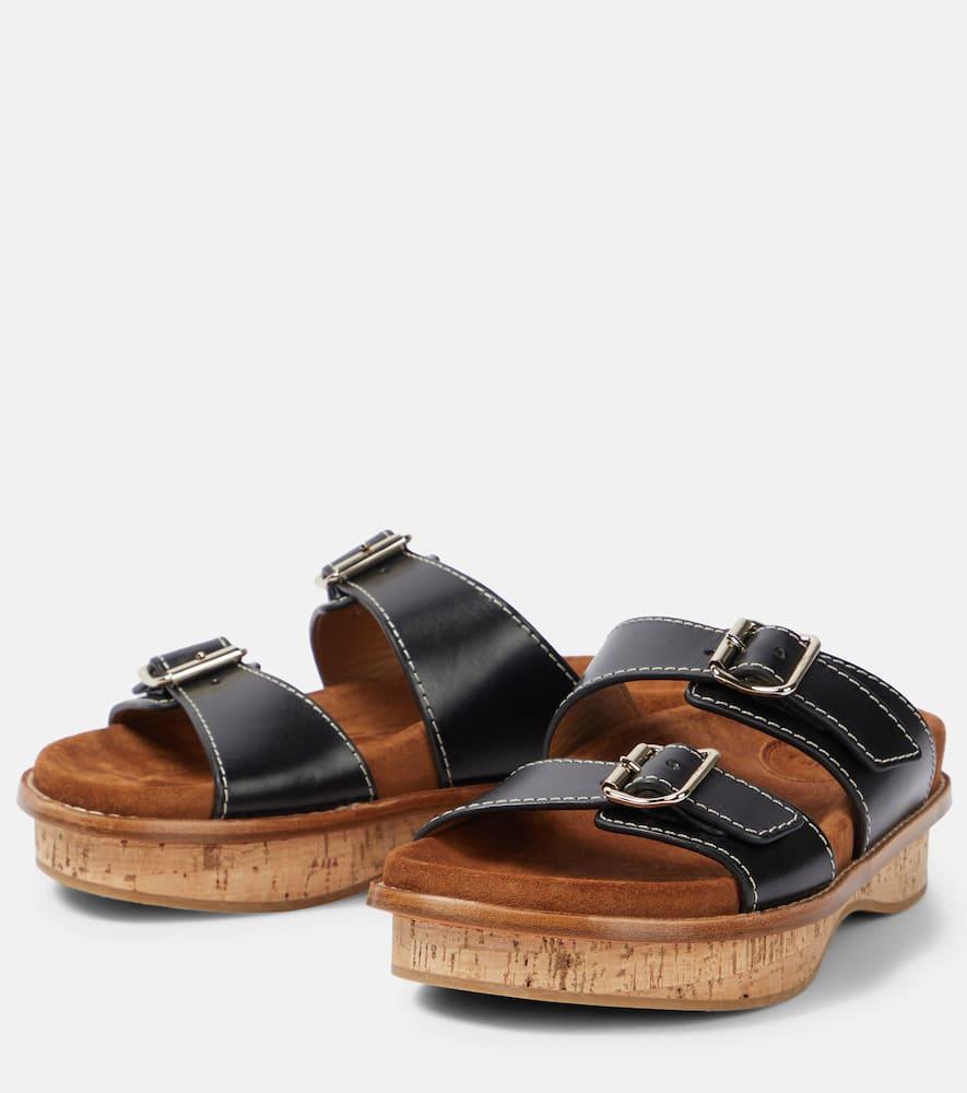 Marah Topstitched Leather Sandals In Black Product Image