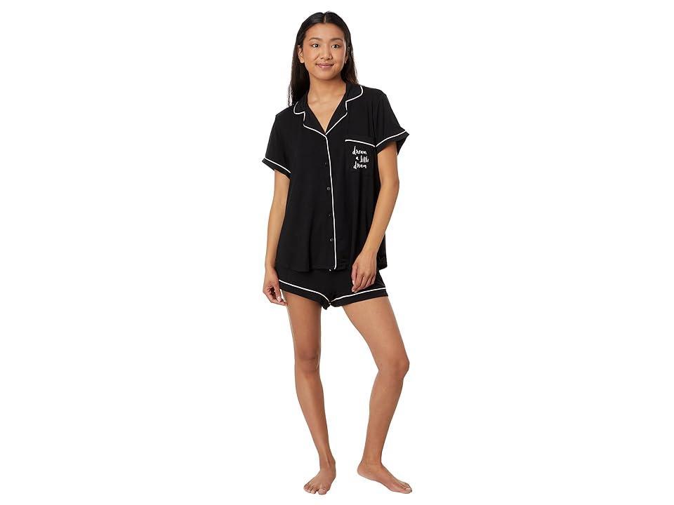 Womens Short Sleeve Modal Knit Notch Short Pajama Set Product Image