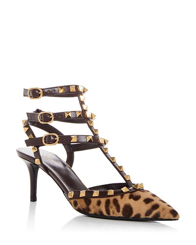 Valentino Garavani Womens Leopard Print Calf Hair Ankle Strap Pumps Product Image