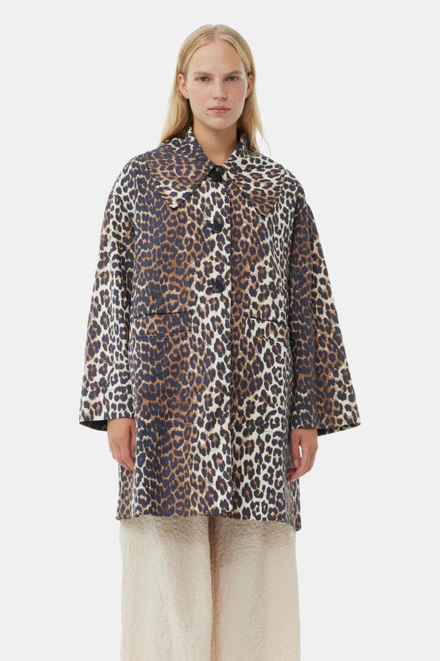 Leopard Canvas Oversized Midi Jacket Product Image