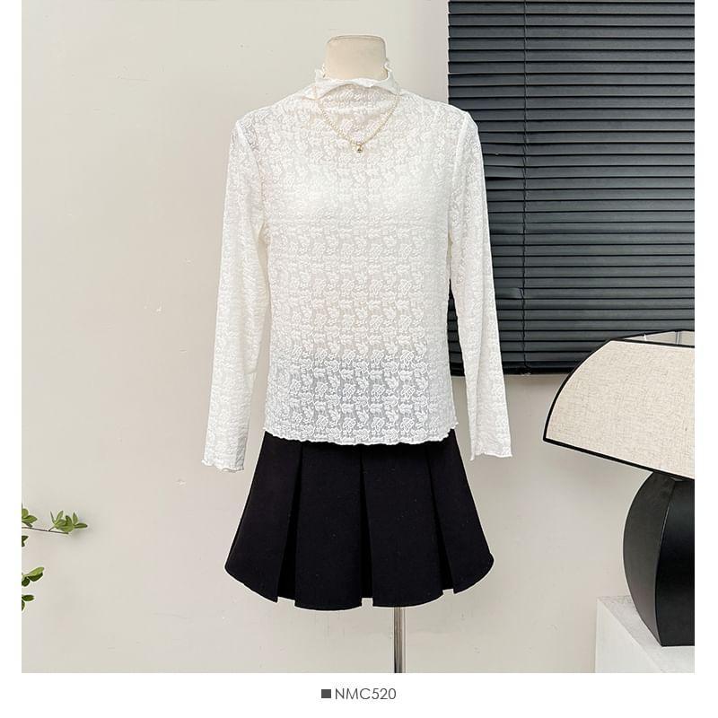 Mock-Neck Lace Top Product Image