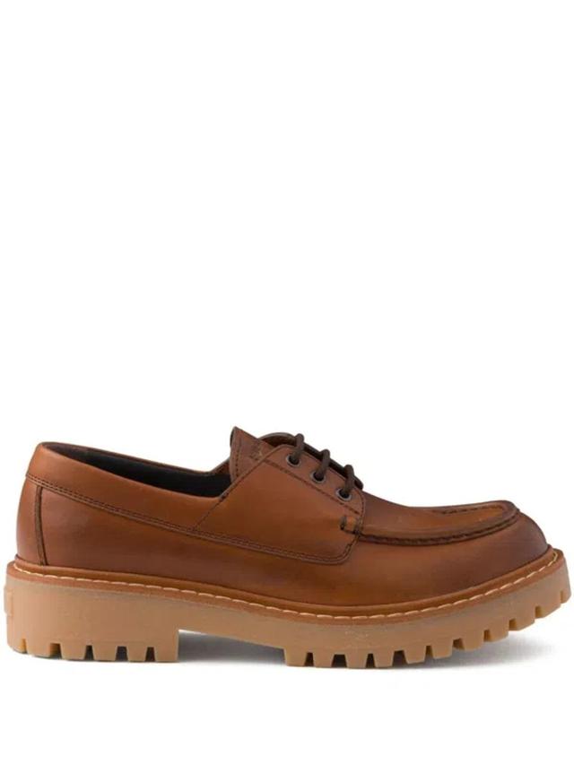 PRADA 60mm Leather Loafers In Brown Product Image