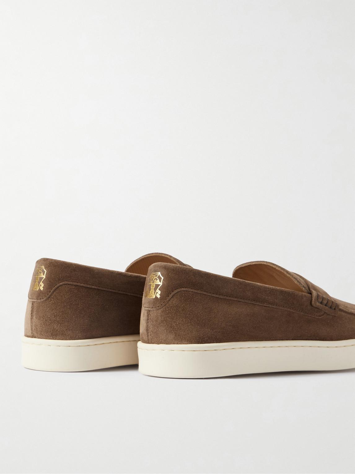 Suede Penny Loafers In Brown Product Image