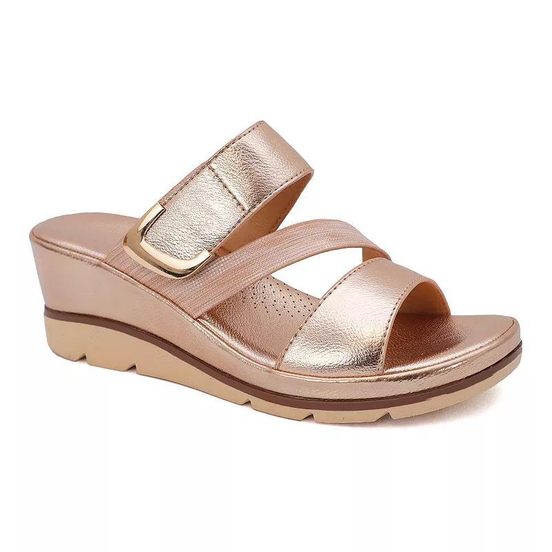 Yoki Sicily Womens Open-Toe Strappy Low Wedge Slip-On Sandals Product Image