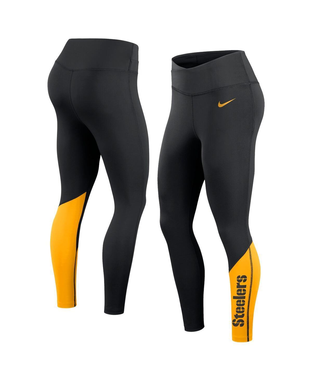 Nike Womens Black Pittsburgh Steelers 7/8 Performance Leggings - Black, Gold Product Image