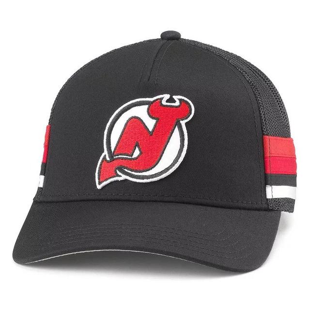 Mens American Needle Black New Jersey Devils HotFoot Stripes Trucker Adjustable Hat Product Image