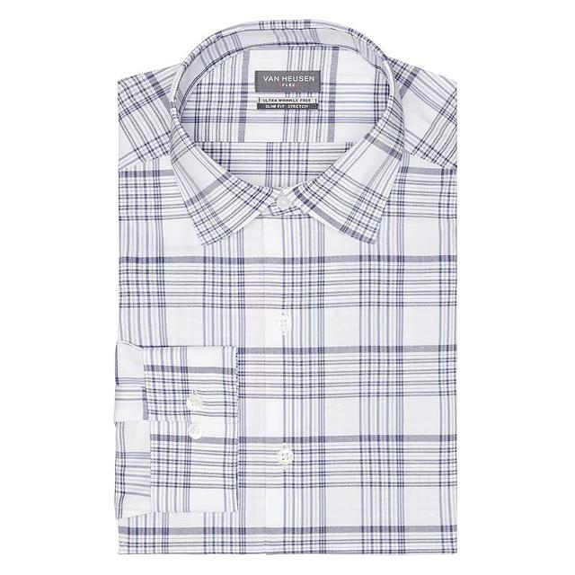 Mens Van Heusen Ultra Wrinkle-Free Slim-Fit Dress Shirt Blue Grey Product Image