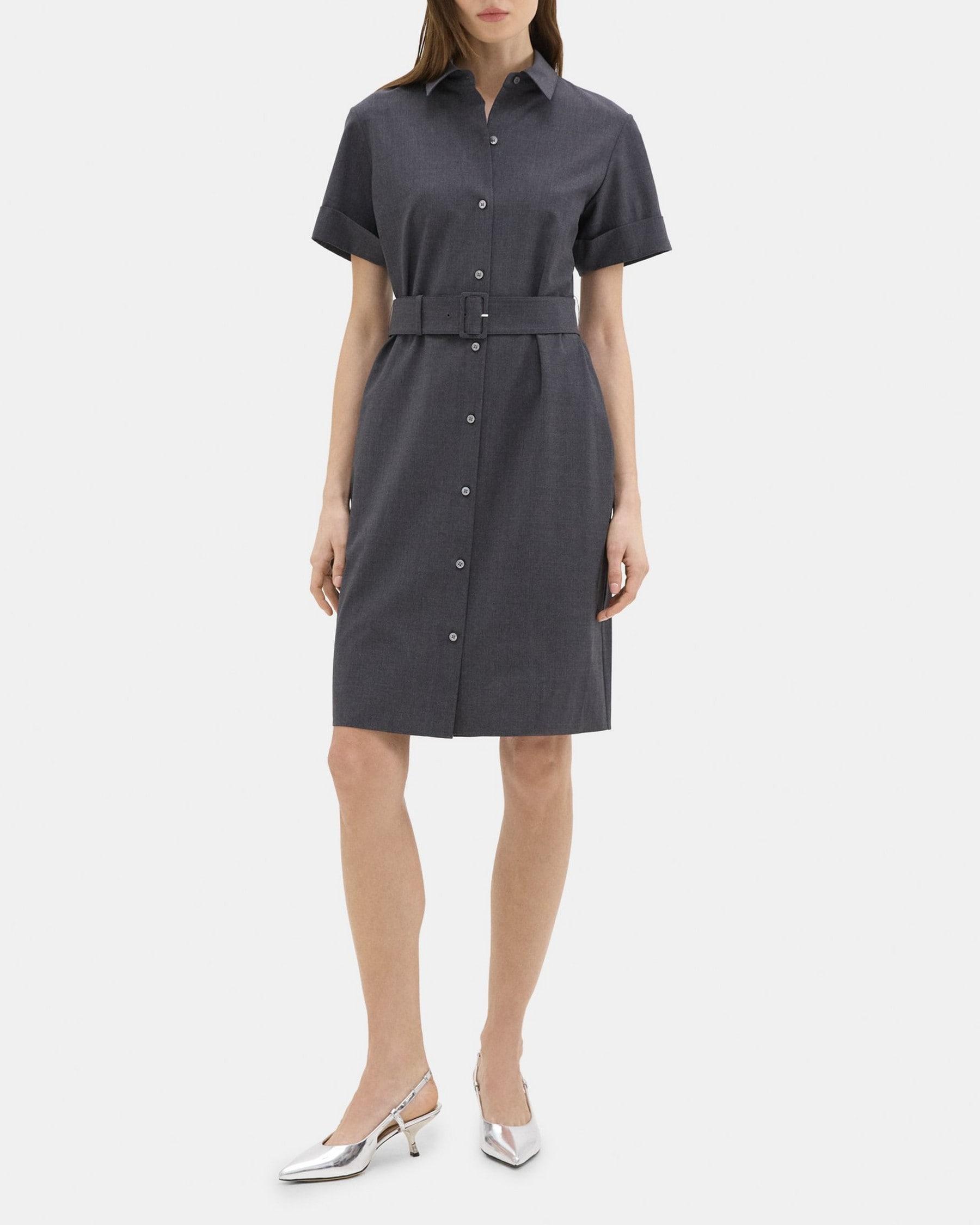 Belted Shirt Dress in Good Wool Product Image