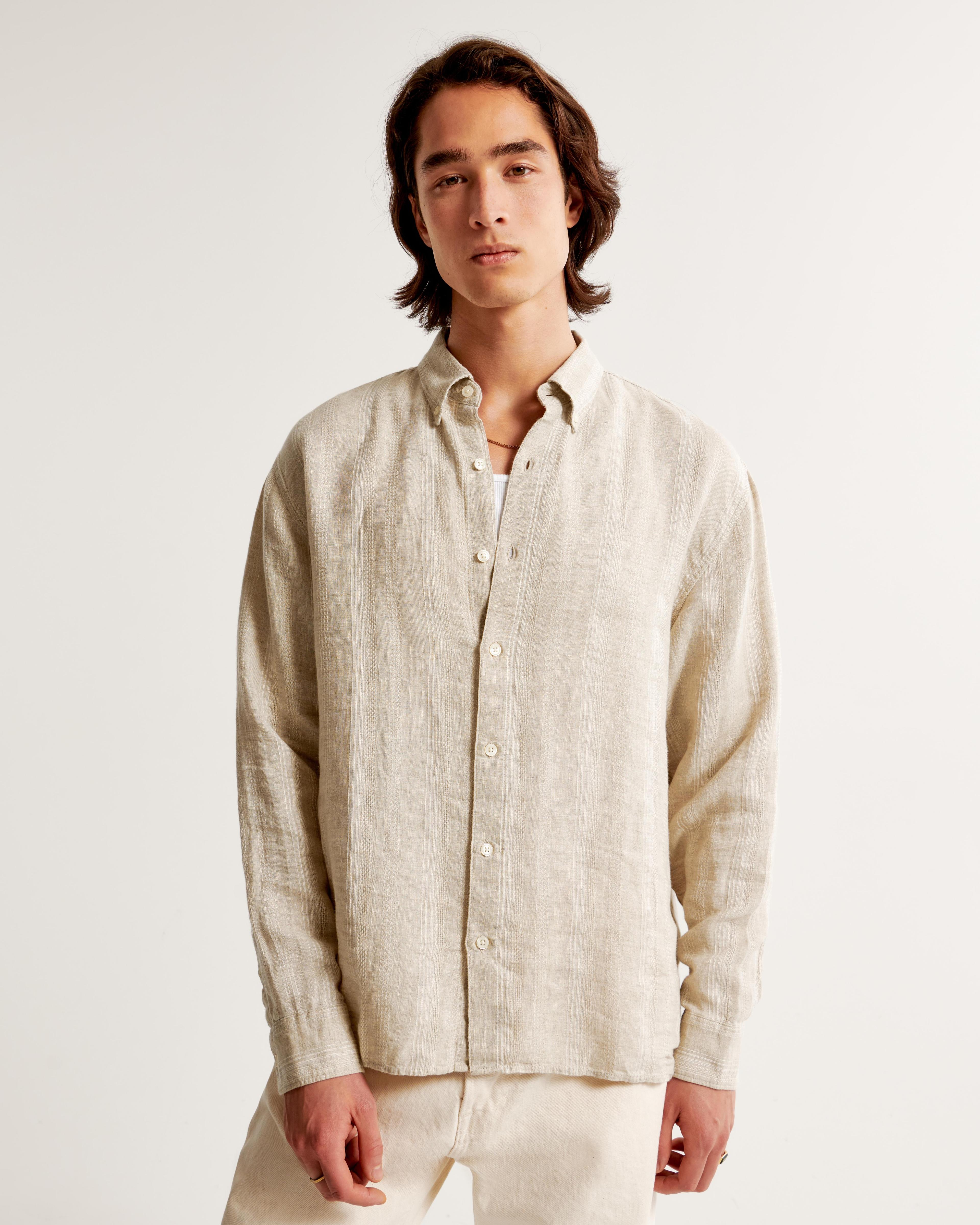 Summer Linen-Blend Button-Up Shirt Product Image